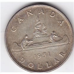 1951 Canada Silver $1 Dollar Coin - SWL - EF-45