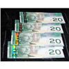 Image 1 : 4 2010 Canada $20 Notes With Consecutive Serial Numbers