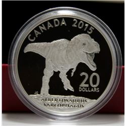 2015 Canada $20 Fine Silver Coin - Canadian Dinosaurs: Albertosaurus