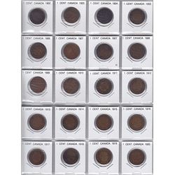 Full Run Of Canadian Large 1-Cent Coins, In 2x2's - Including Both 1907 & 1907-H
