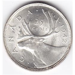 1942 Canada Silver 25-Cent Quarter Coin - MS-62