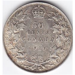 1919 Canada Silver 50-Cent Half Dollar Coin - VF-20