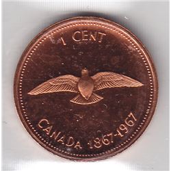 1967 Canada ICCS Graded Small 1-Cent Coin - SP-66 - Red, Heavy Cameo