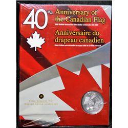 2005 Brilliant Uncirculated Silver Dollar & CD - 40th Anniversary of The Canadian Flag - By RCM