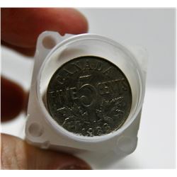 Mixed Roll Of Canadian 5-Cent Nickel Coins - 1922-1933