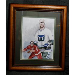 Autographed Drawing of Gordie Howe - Signed On The Back
