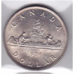 1936 Canada ICCS Graded Silver $1 Coin - MS-63