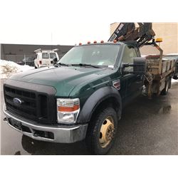 2008 FORD F-550 XL SUPER DUTY, FLATDECK, GREEN, VIN # 1FD5F57R88EA22893