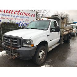 2002 FORD F-450 XL SUPER DUTY, 2 DOOR DUMP, WHITE, VIN # 1FDXF46F42EA54435