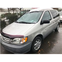 2002 TOYOTA SIENNA CE, 4 DOOR VAN, GREY, VIN # 4T3ZF19C22U421242