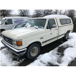 1991 FORD F-150 XL, 2 DOOR PU, WHITE, VIN # 2FTDF15Y4MCA97061