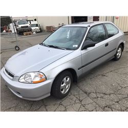 1996 HONDA CIVIC LX, 2 DOOR HATCHBACK. GREY, VIN # 2HGEJ6327TH008875