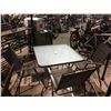 Image 2 : BROWN GLASS TOP PATIO TABLE WITH 4 FOLDING CHAIRS