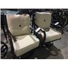 Image 2 : PAIR OF METAL & BEIGE CUSHIONED PATIO SWIVEL CHAIRS