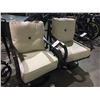 Image 2 : PAIR OF METAL & BEIGE CUSHIONED PATIO SWIVEL CHAIRS