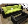 Image 2 : BLACK WOVEN 6 PIECE OUTDOOR PATIO SET WITH COUCH, 2 CHAIRS, COFFEE TABLE & 2 SIDE TABLE