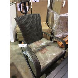 BROWN WOVEN PATIO ROCKING CHAIR WITH CUSHION