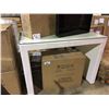 Image 1 : WHITE WOVEN BAR HEIGHT PATIO TABLE WITH GLASS TOP