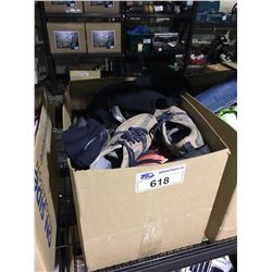 BOX OF ASSORTED CLOTHING & SHOES