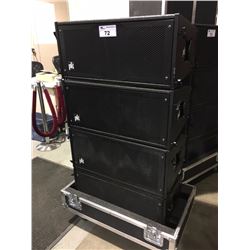 PK SOUND 4X VX10 LINE ARRAY SYSTEM WITH CUSTOM PK SOUND SLIDE OFF ROAD CASE, TWO SPEAKERS ARE A