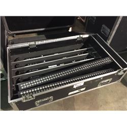 LOT OF 8 - EA-8085B LED LIGHT BARS IN CUSTOM ROAD CASE: DAMAGED HINGE