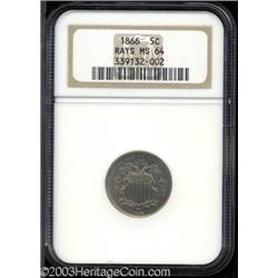 1866 5C Rays MS64 NGC.