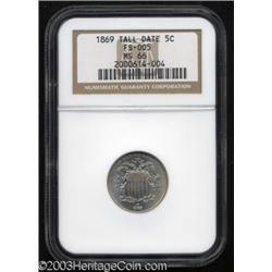 1869 5C Tall Date MS66 NGC.