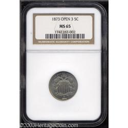 1873 5C Open 3 MS65 NGC.