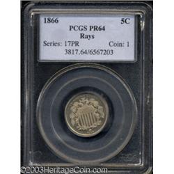 1866 5C Rays PR64 PCGS.