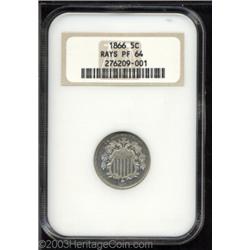 1866 5C Rays PR64 NGC.