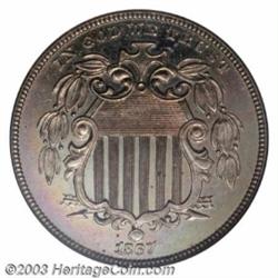 1867 5C Rays--Obverse Die One, Original--PR60 ANACS.