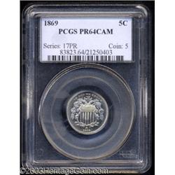 1869 5C PR64 Cameo PCGS.