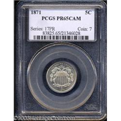 1871 5C PR65 Cameo PCGS.