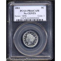 1883 5C No Cents PR66 Cameo PCGS.