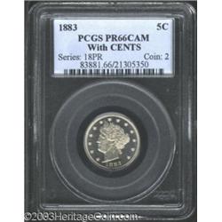 1883 5C With Cents PR66 Cameo PCGS.