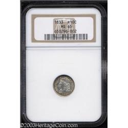 1833 H10C MS65 NGC.