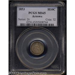 1853 H10C Arrows MS65 PCGS.