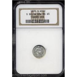 1872-S H10C Mintmark Below Bow MS65 NGC.