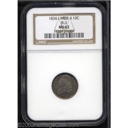 1834 10C Large 4 MS62 NGC.