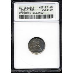 1838-O 10C No Stars--Corroded, Cleaned--ANACS. AU Details, Net XF40.