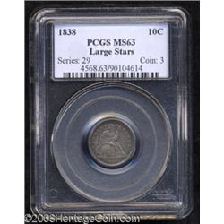 1838 10C Large Stars MS63 PCGS.