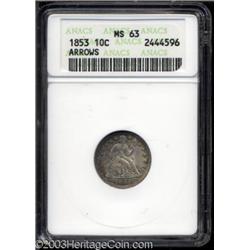 1853 10C Arrows MS63 ANACS.
