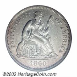 1860-O 10C AU55 NGC.