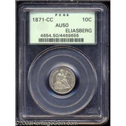 1871-CC 10C AU50 PCGS.