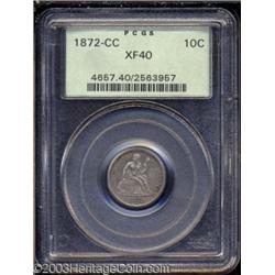 1872-CC 10C XF40 PCGS.