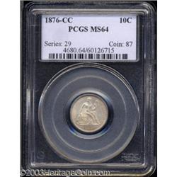 1876-CC 10C MS64 PCGS.