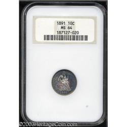 1891 10C MS64 NGC.