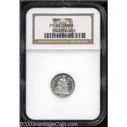 1866 10C PR65 Cameo NGC.