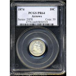 1874 10C Arrows PR64 PCGS.