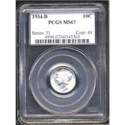 1934-D 10C MS67 PCGS.